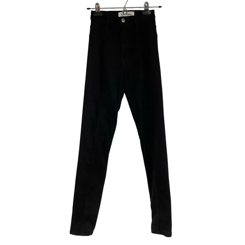 Reformation Black Womens High Rose Stretch Jeggings Leggings 24 Skinny Jeans
